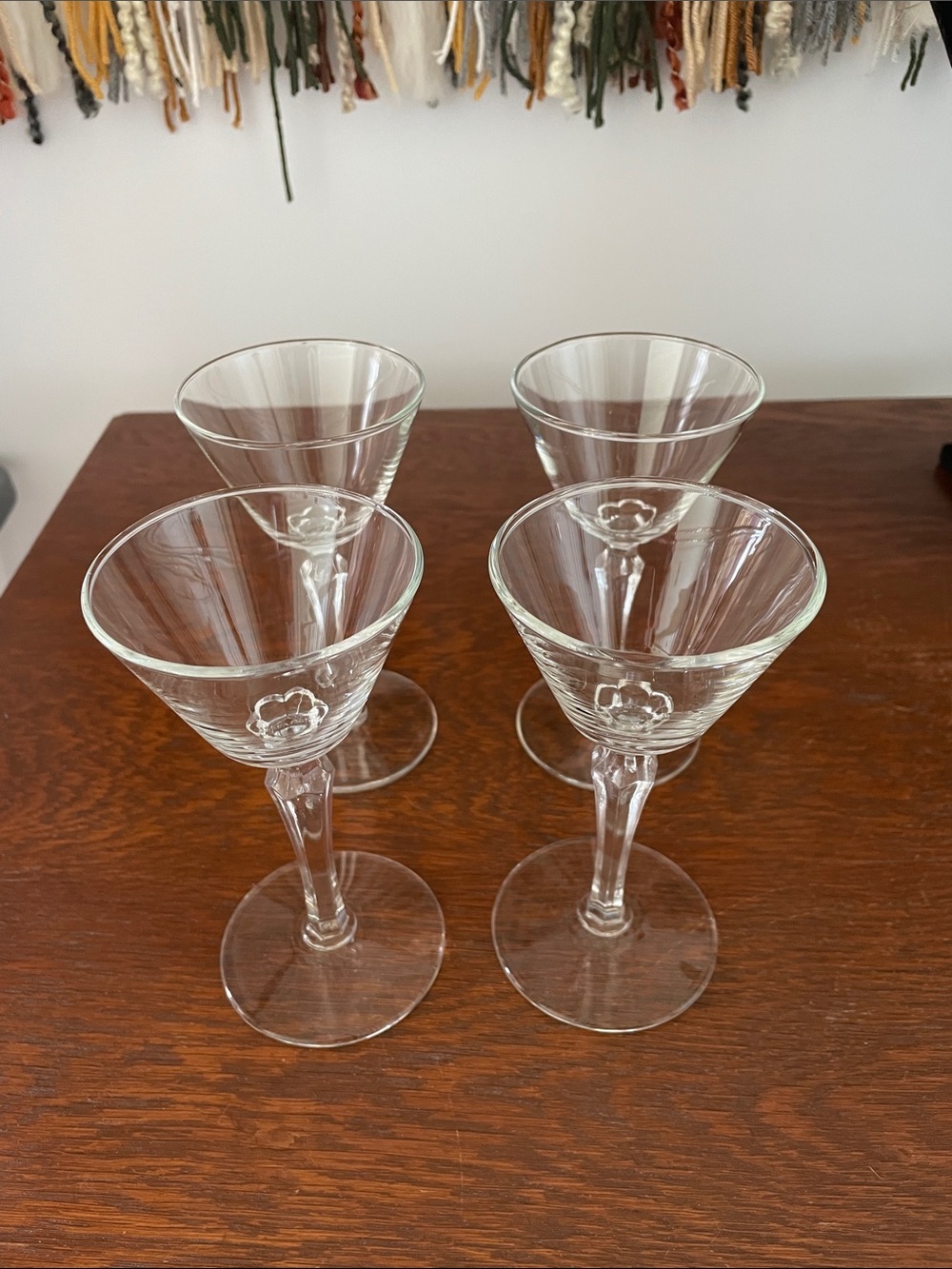 Clear Glass Stemmed Cocktail Glasses - Set of 4